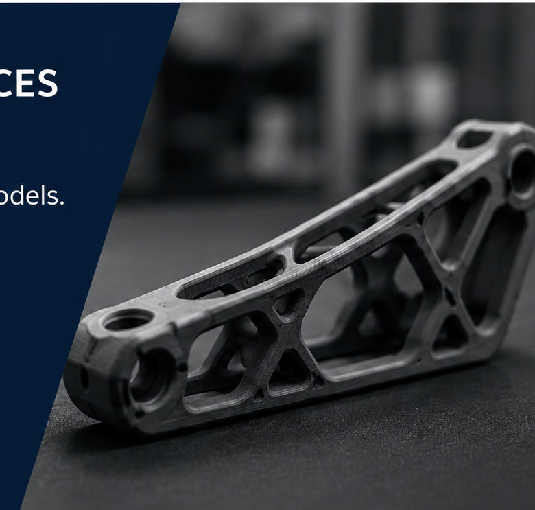 A detailed black 3D-printed mechanical component